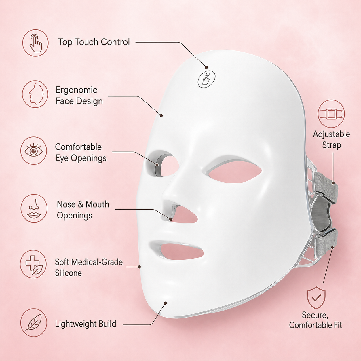 LED Facial Therapy Mask with 7 Light Modes